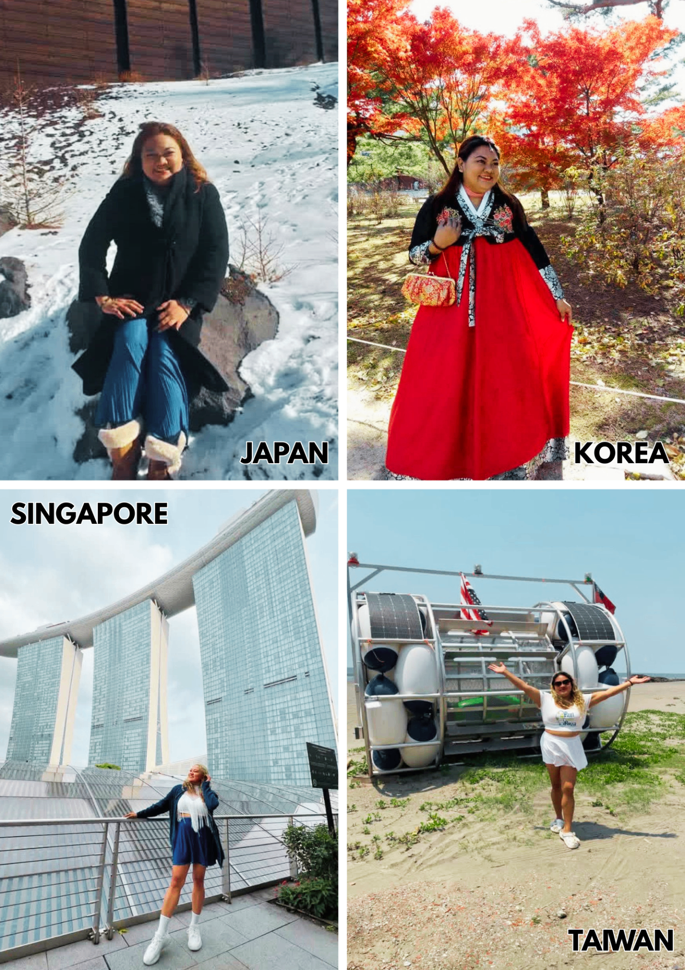 Kelly traveling in Japan, Korea, Singapore, and Taiwan